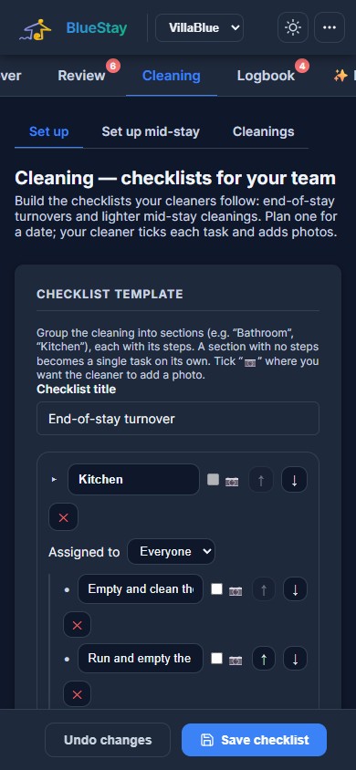 On the phone — checklist