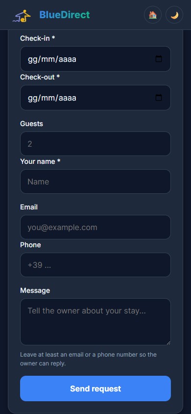 Guest view — booking request