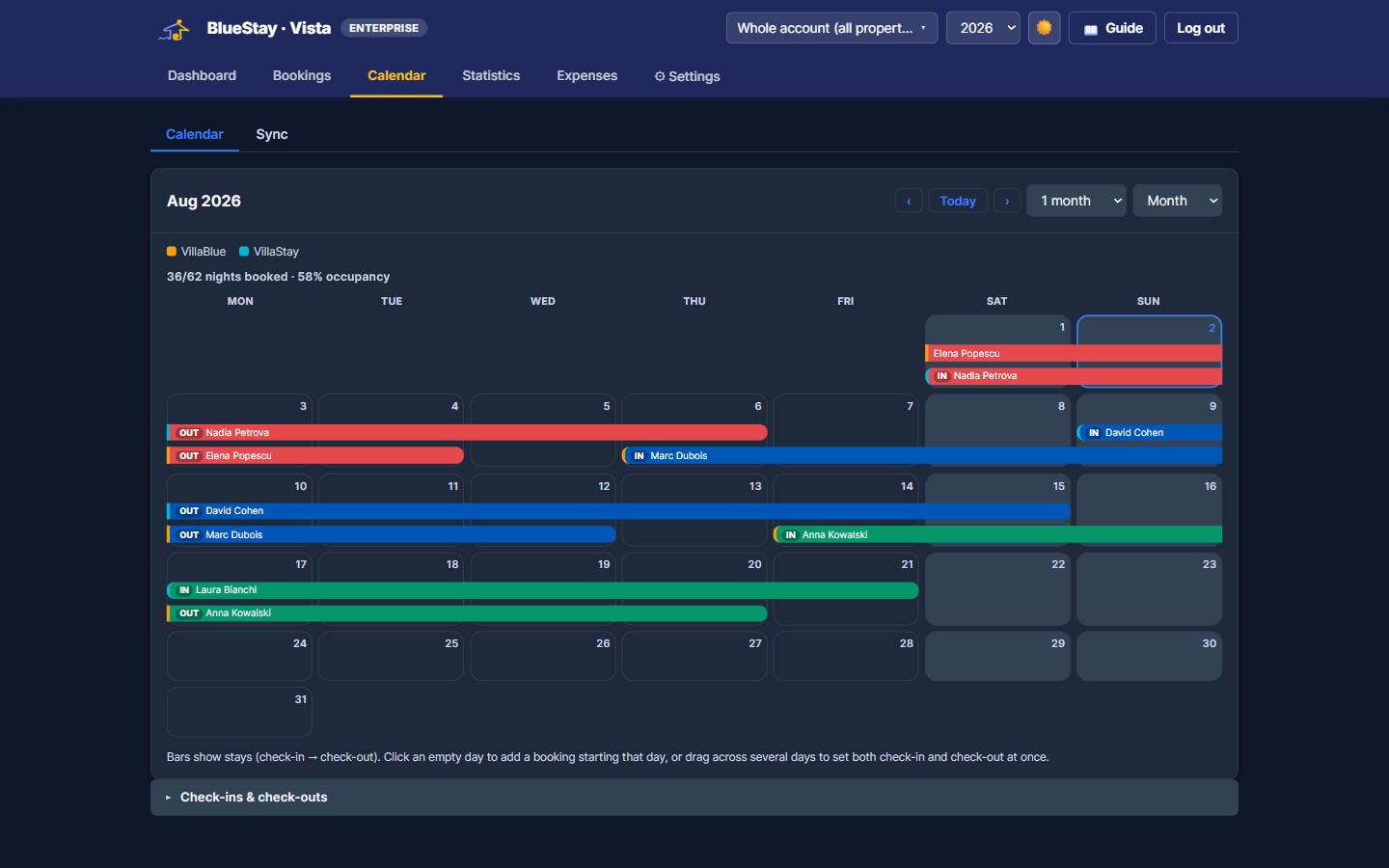 Vista — calendar view