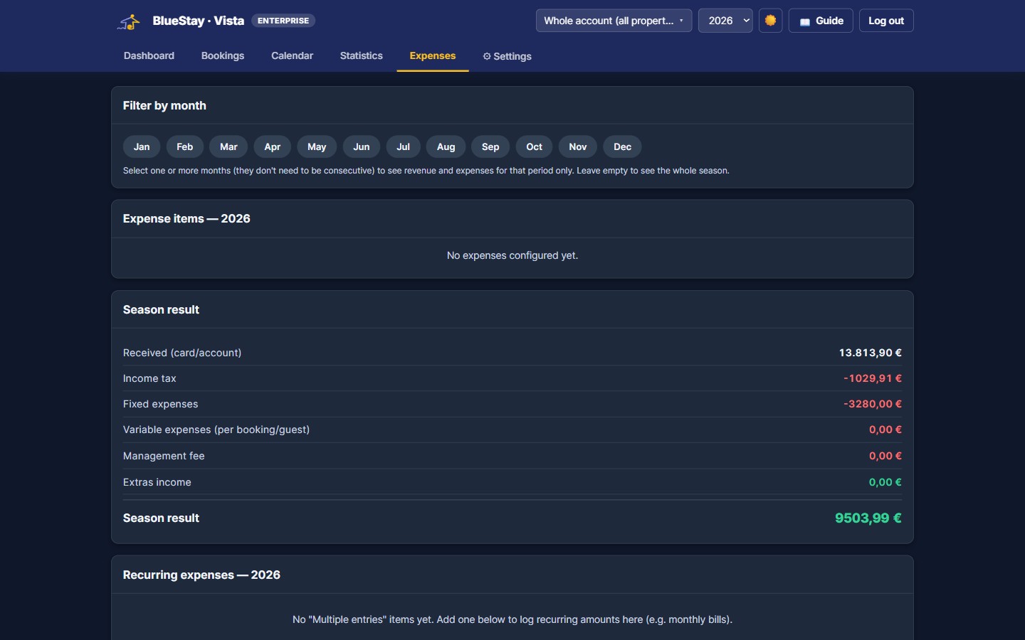 Vista — expenses view