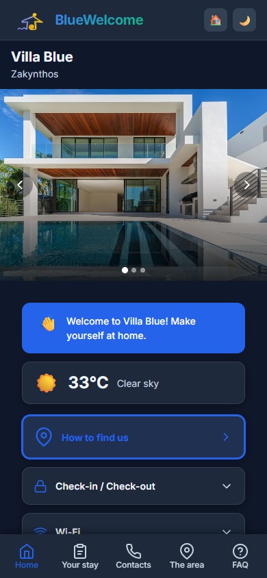 Guest view — BlueWelcome on a phone